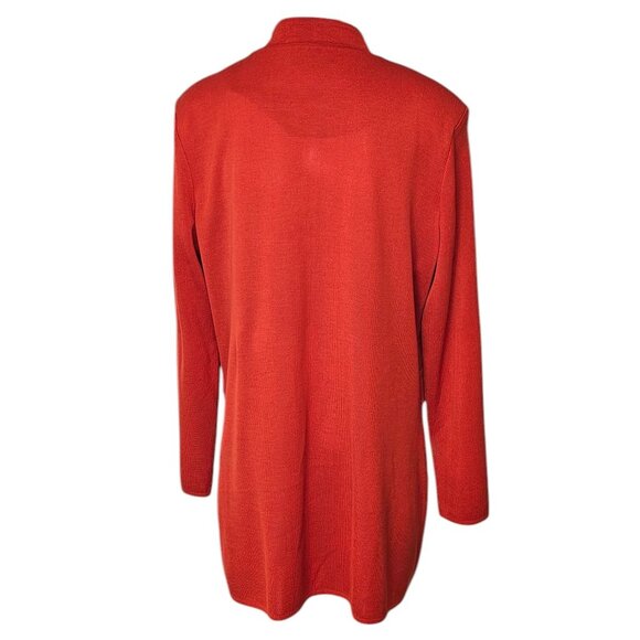 Misook Womens Studded Stretch Knit, Open Front Cardigan, Orange, Statement - Picture 2 of 9